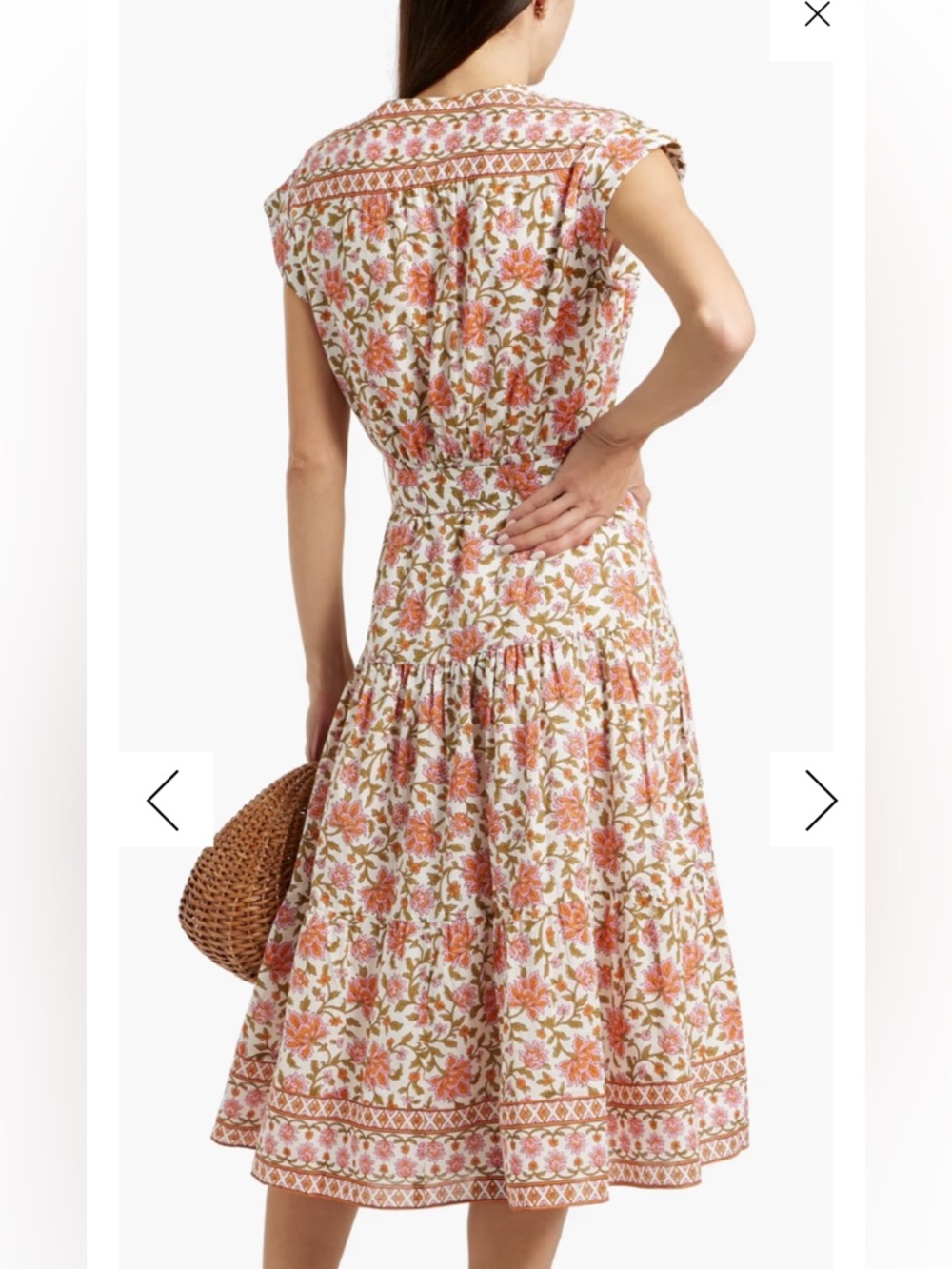 NEW VERONICA BEARD Lexington Pink Floral Cotton-seersucker Midi Dress - Picture 3 of 14